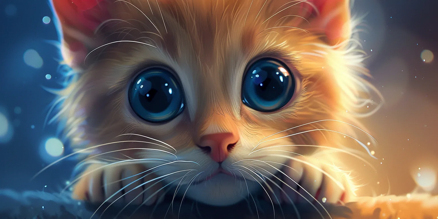 cute cat wallpaper cartoon, style, 4K  2:1