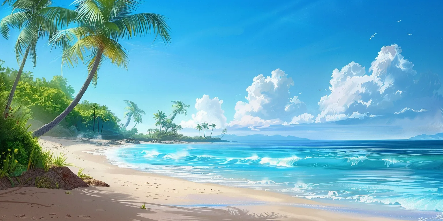 beach wallpaper desktop, style, 4K  2:1