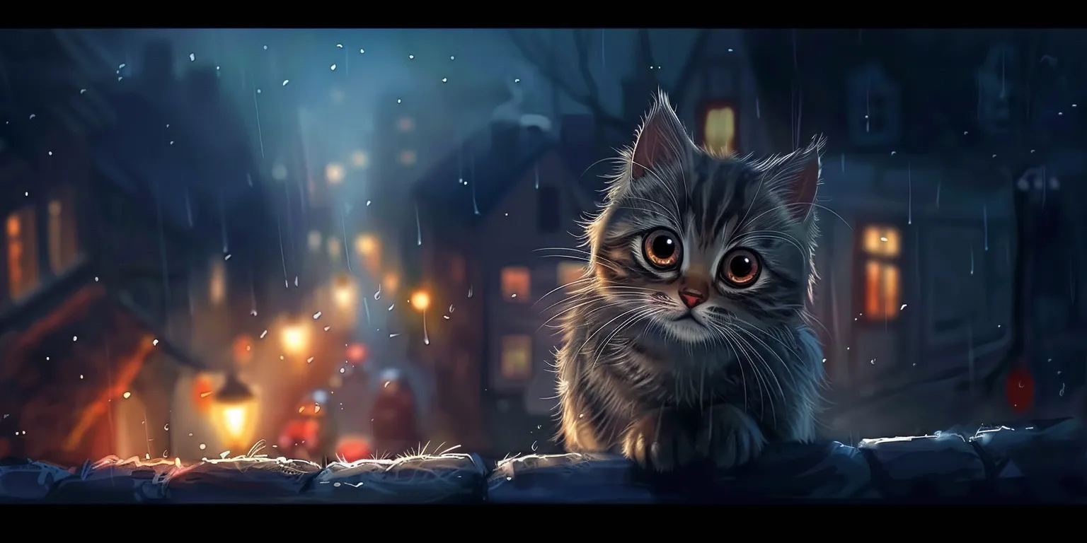 cute cat wallpaper cartoon, style, 4K  2:1