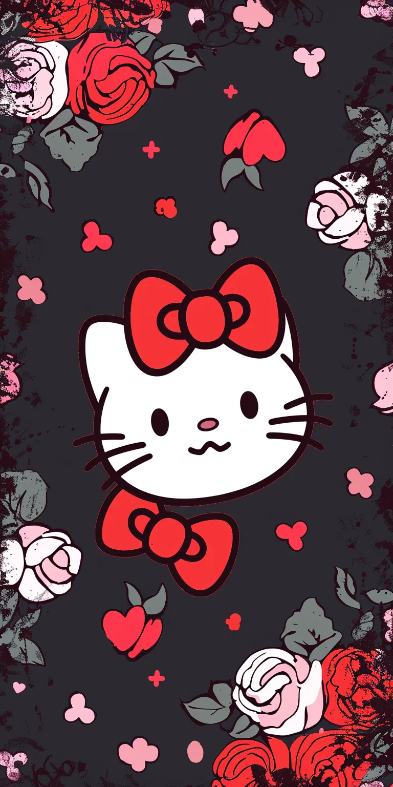 hello kitty background aesthetic, wallpaper style, 4K  1:2