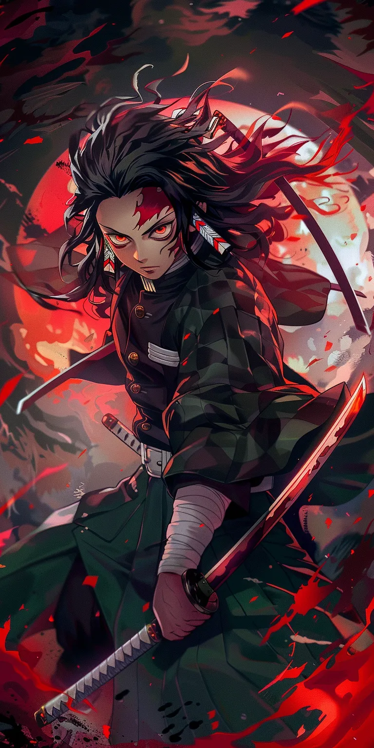 demon slayer wallpaper phone, style, 4K  1:2