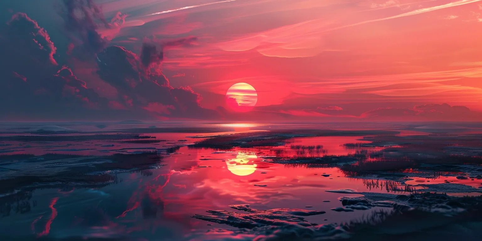 sunset wallpaper computer, style, 4K  2:1