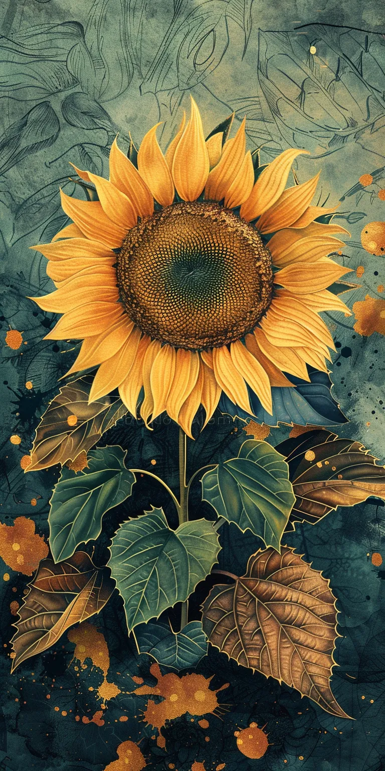 sunflower wallpaper sunflower, gogh, solar, sun, 1080x1920