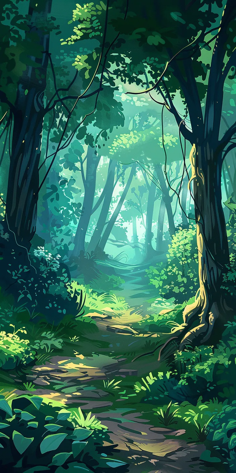 forest background drawing, wallpaper style, 4K  1:2