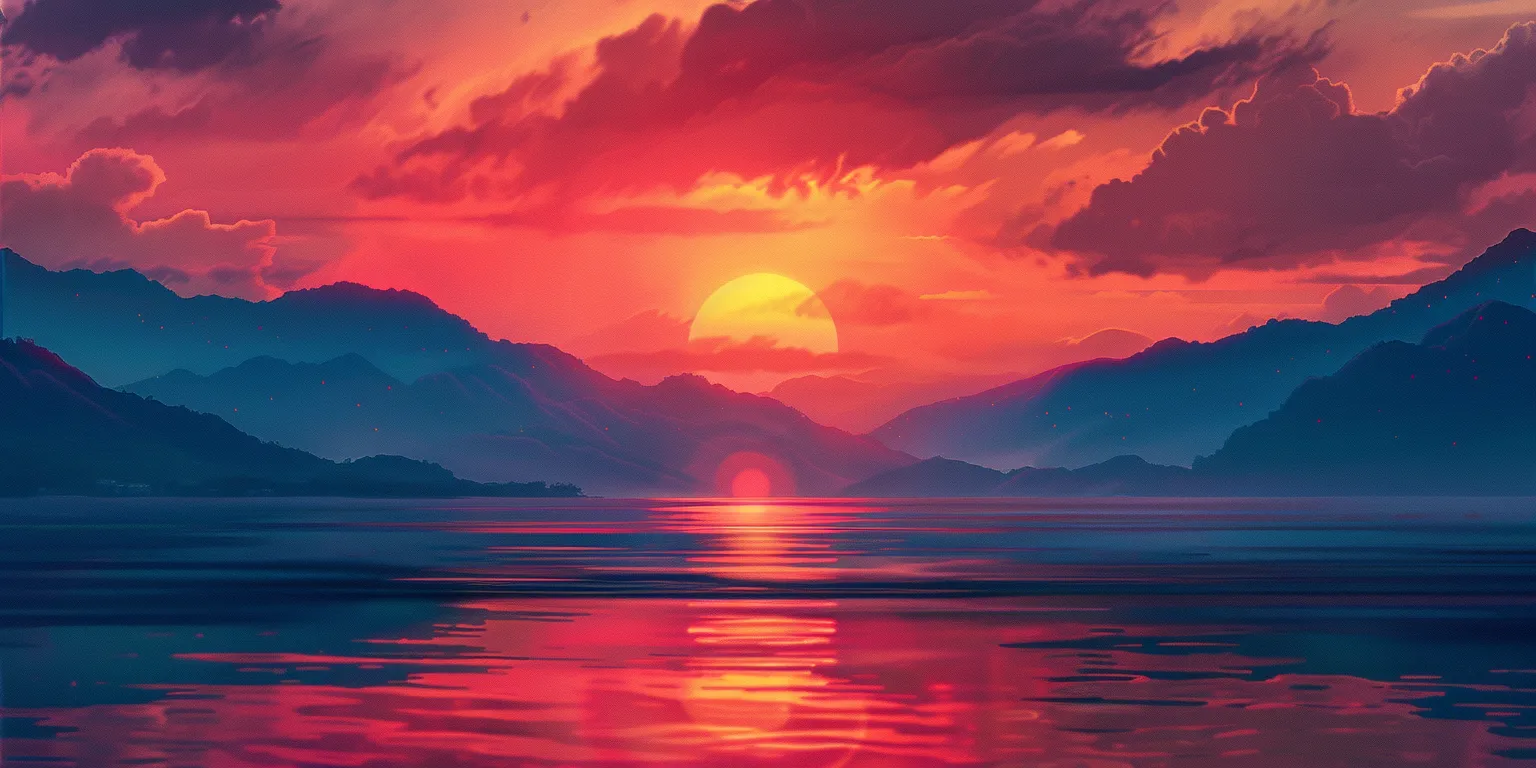 sunset background, wallpaper style, 4K  2:1