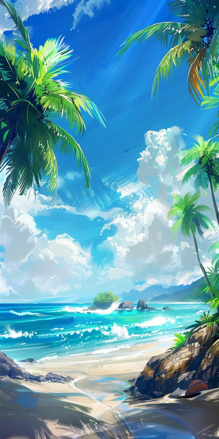 beach wallpaper desktop, style, 4K  1:2