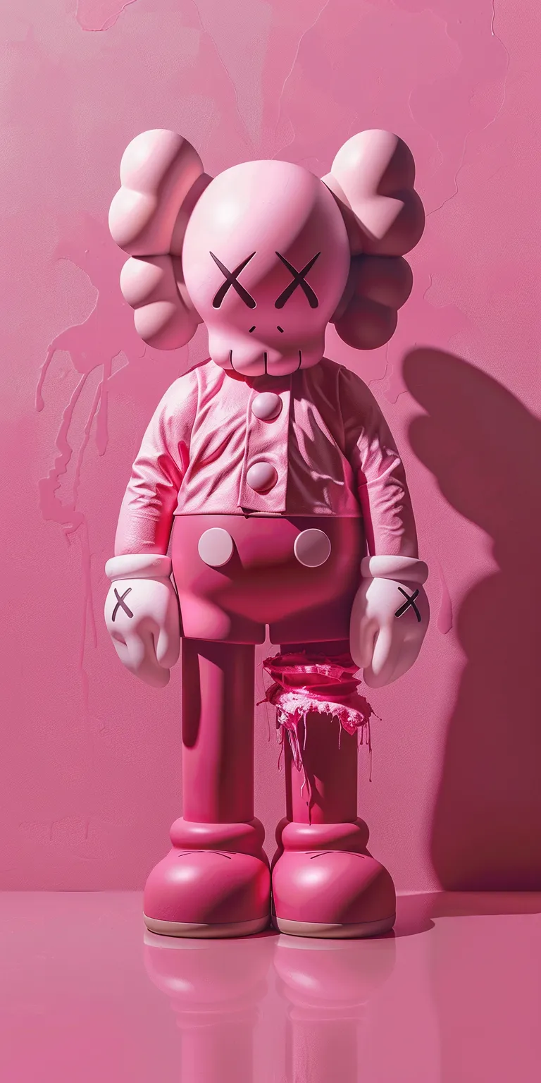 kaws wallpapers pink, wallpaper style, 4K  1:2