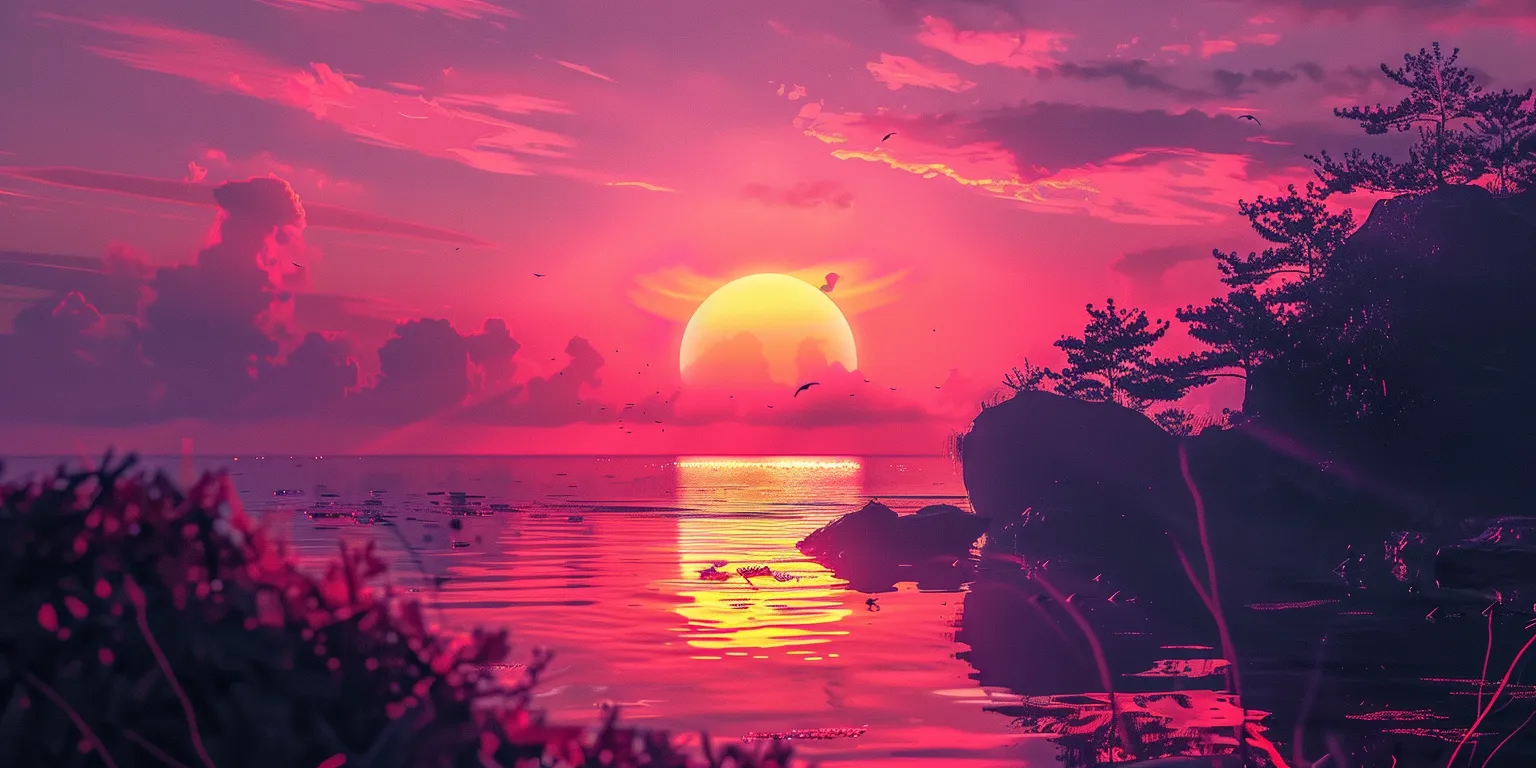 sunset background aesthetic, wallpaper style, 4K  2:1