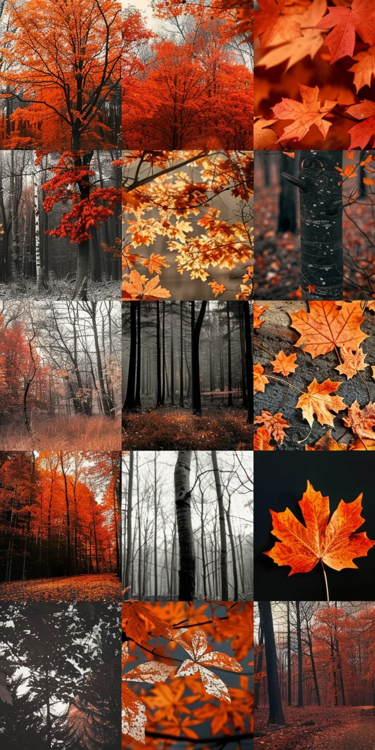 fall background wallpaper collage, style, 4K  1:2