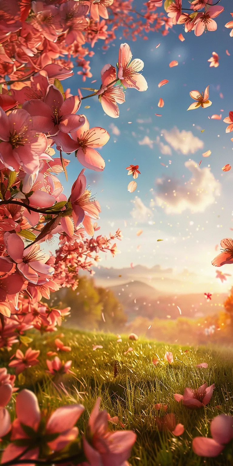 spring background images, wallpaper style, 4K  1:2