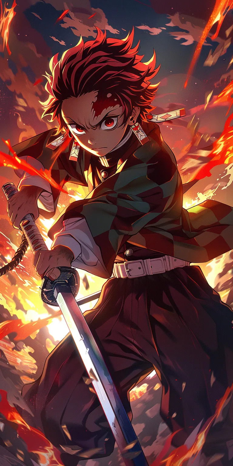 demon slayer wallpaper, style, 4K  1:2