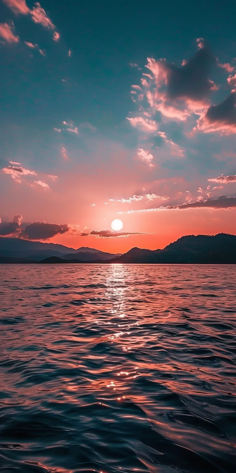 iphone 14 wallpaper sunset, calming, sea, sun, unsplash