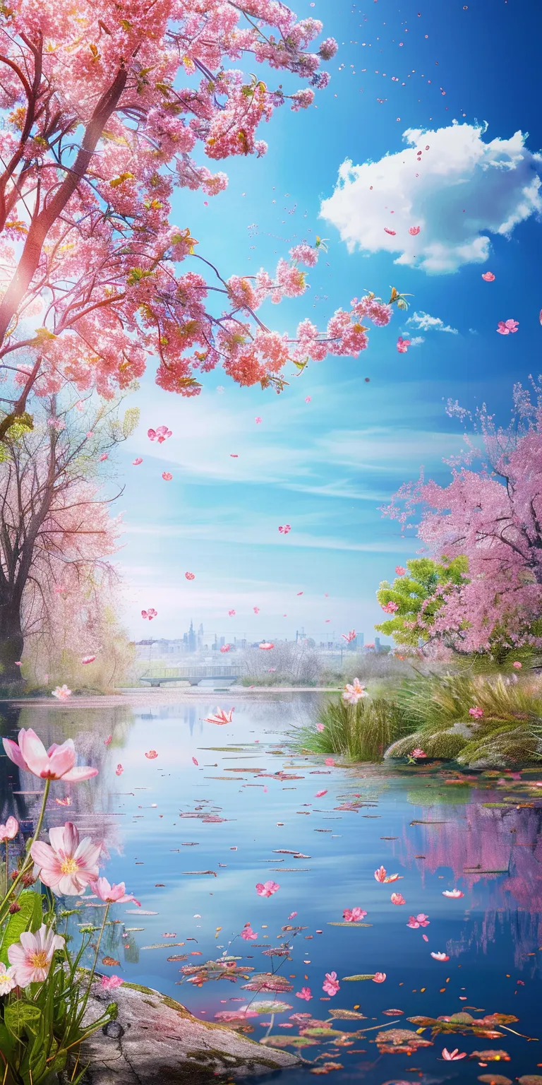 spring background images, wallpaper style, 4K  1:2