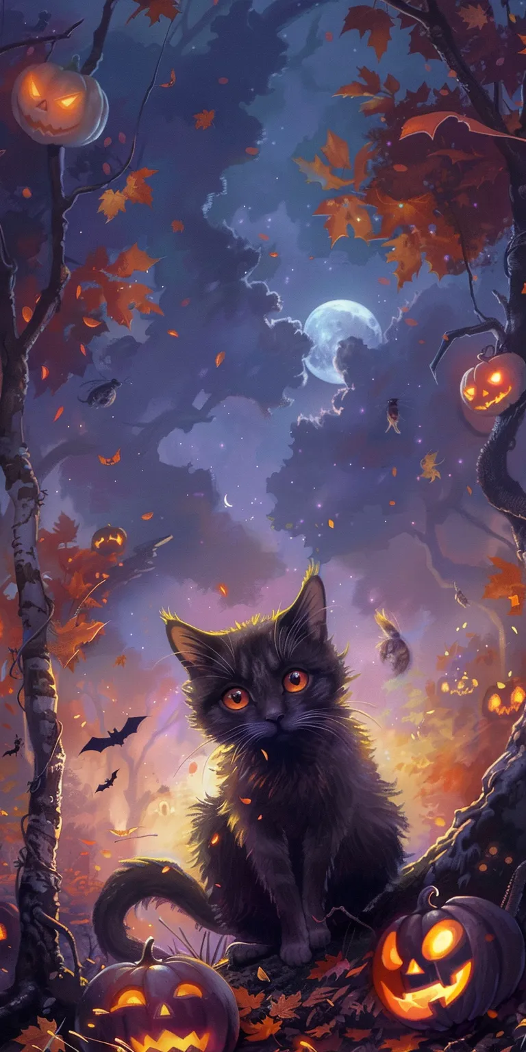 cute halloween wallpaper aesthetic, style, 4K  1:2