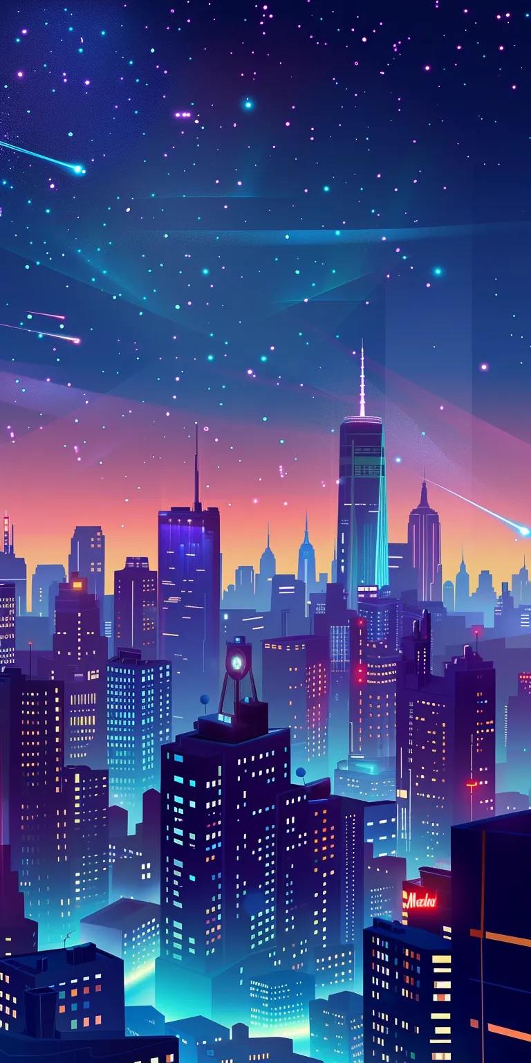 city background cartoon, wallpaper style, 4K  1:2