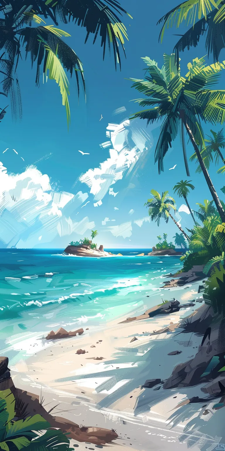 beach wallpaper, wallpaper style, 4K  1:2