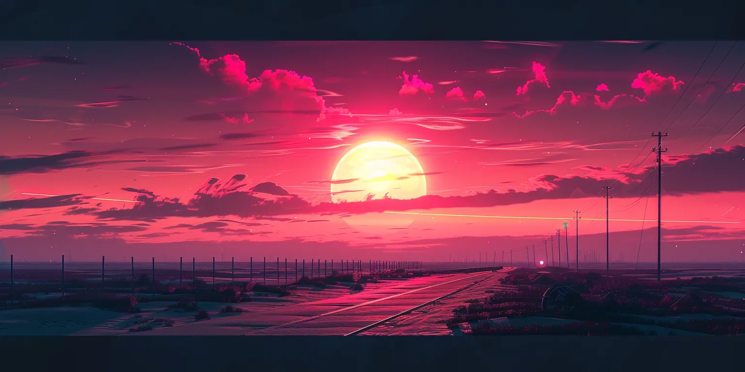 sunset wallpaper aesthetic, style, 4K  2:1