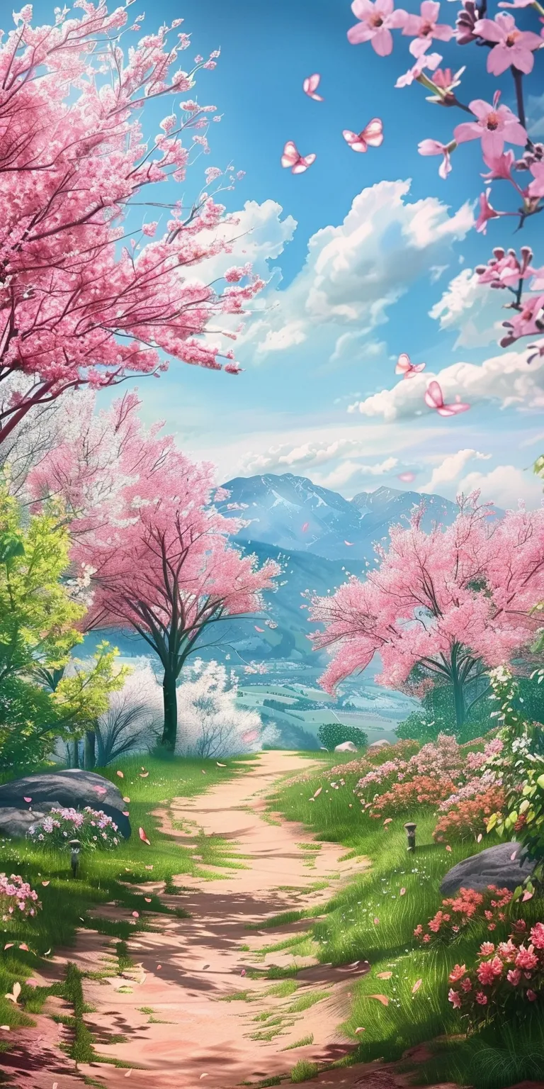 spring background, wallpaper style, 4K  1:2