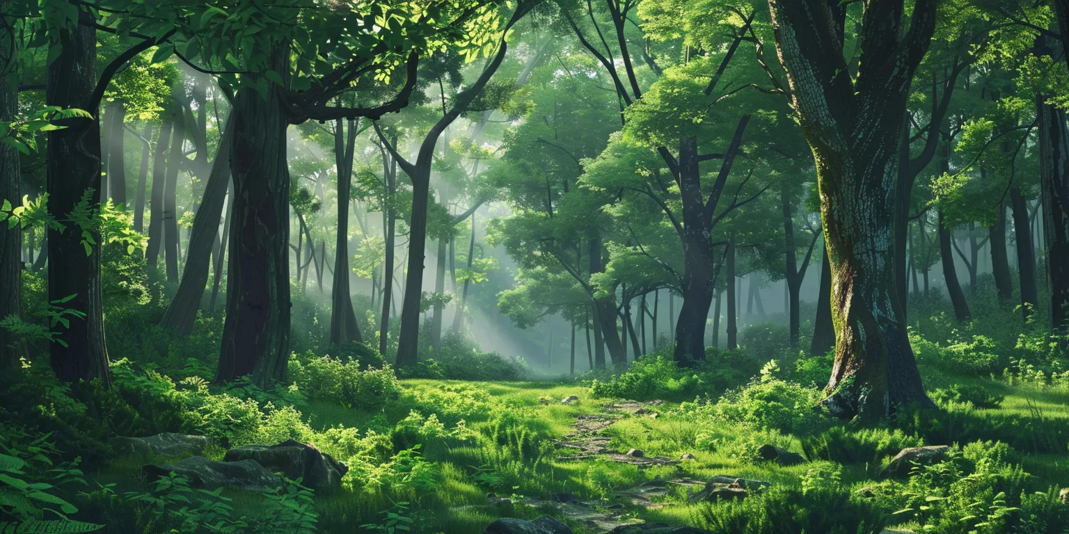 forest background drawing, wallpaper style, 4K  2:1