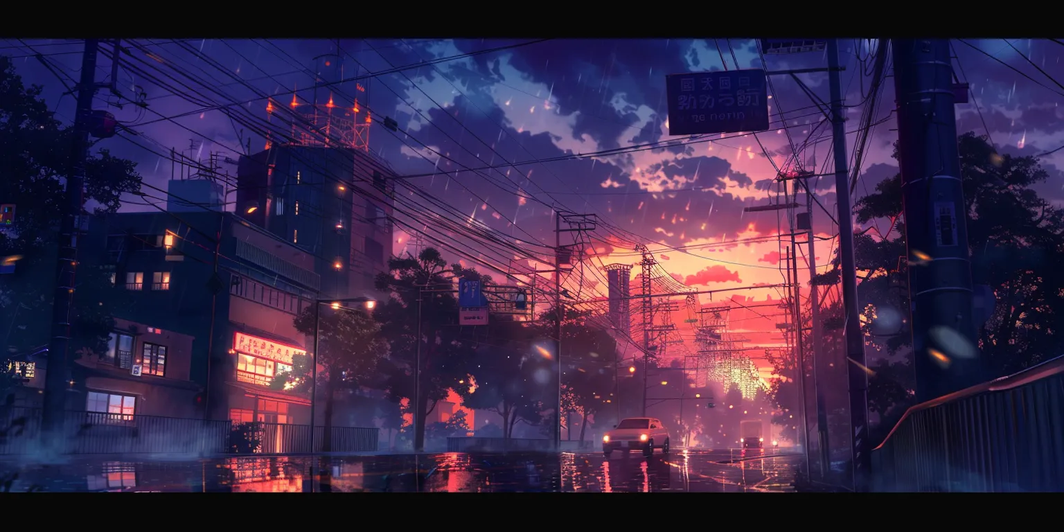 anime background, wallpaper style, 4K  2:1