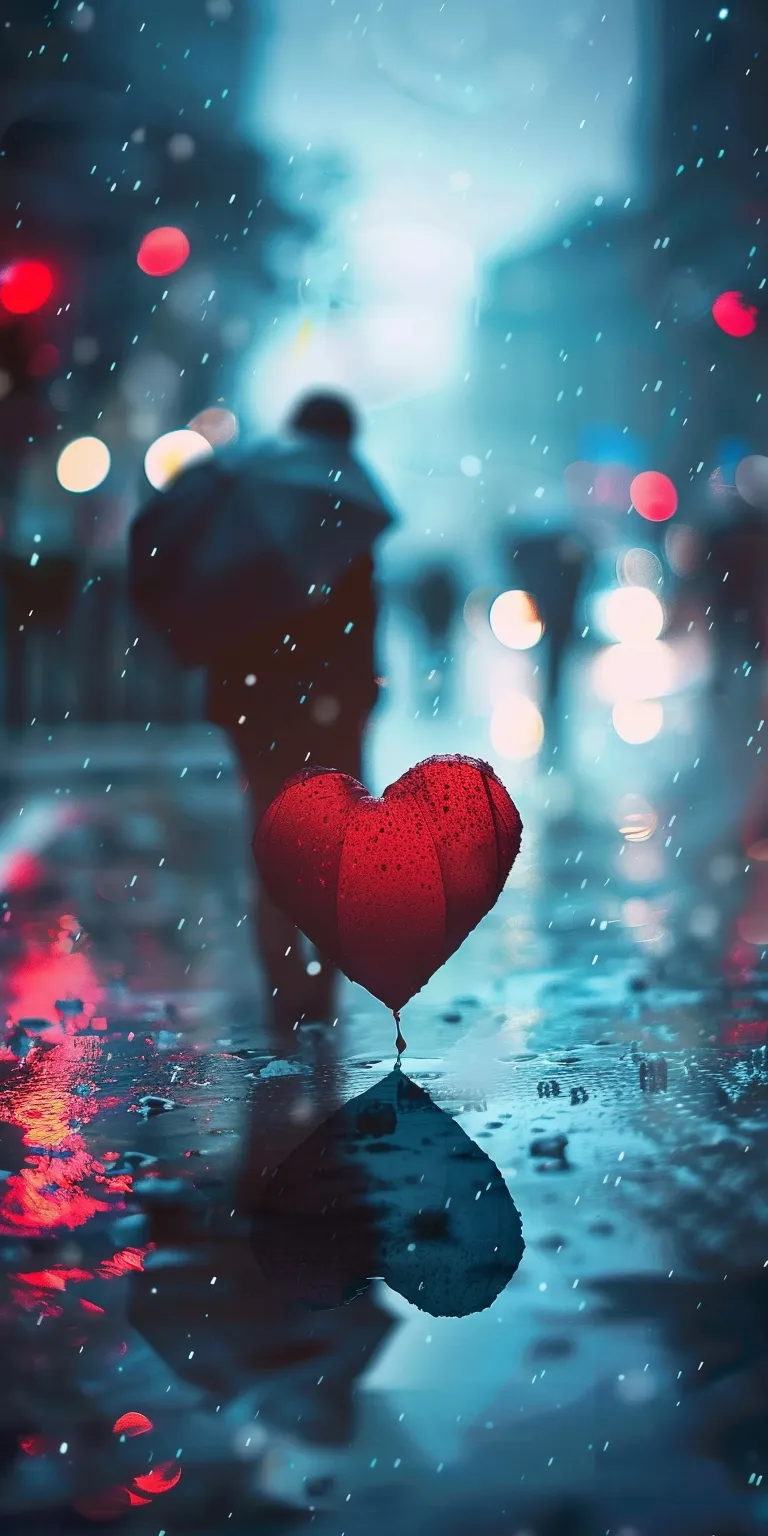 love wallpapers rain, heart, hearts, romantic