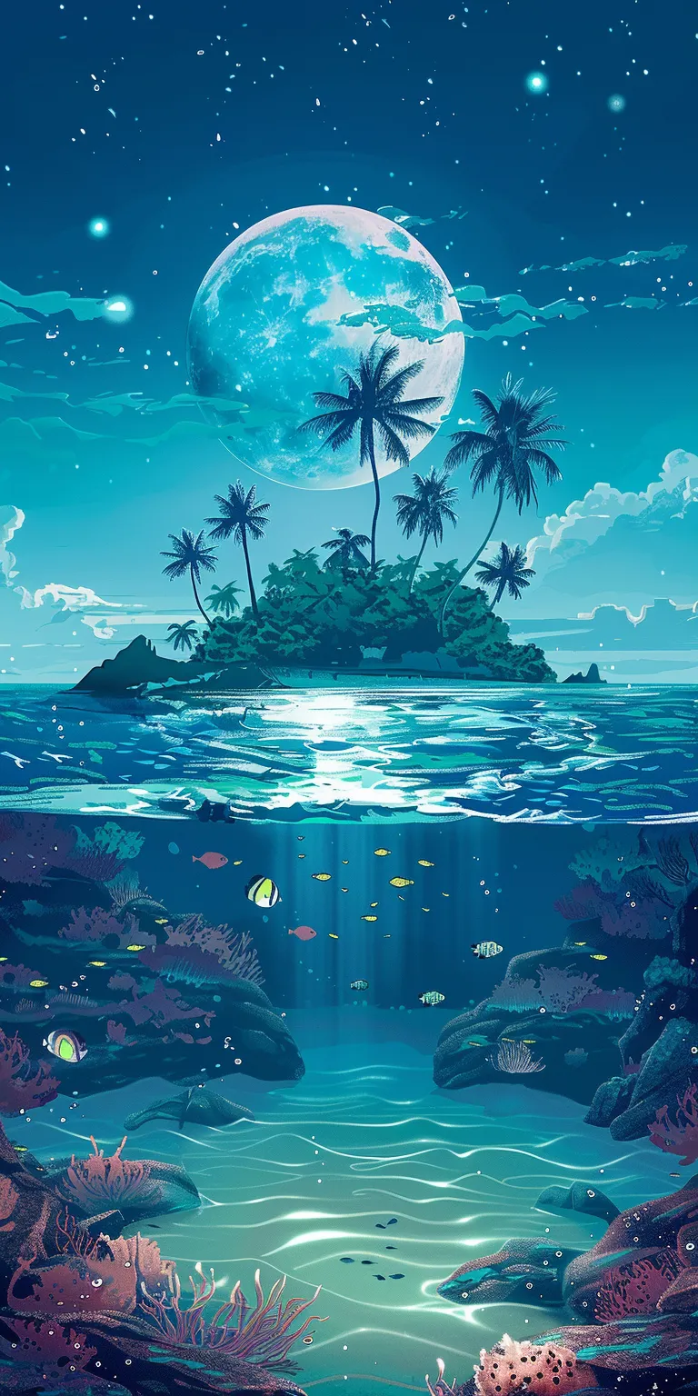 ocean wallpaper aesthetic, style, 4K  1:2