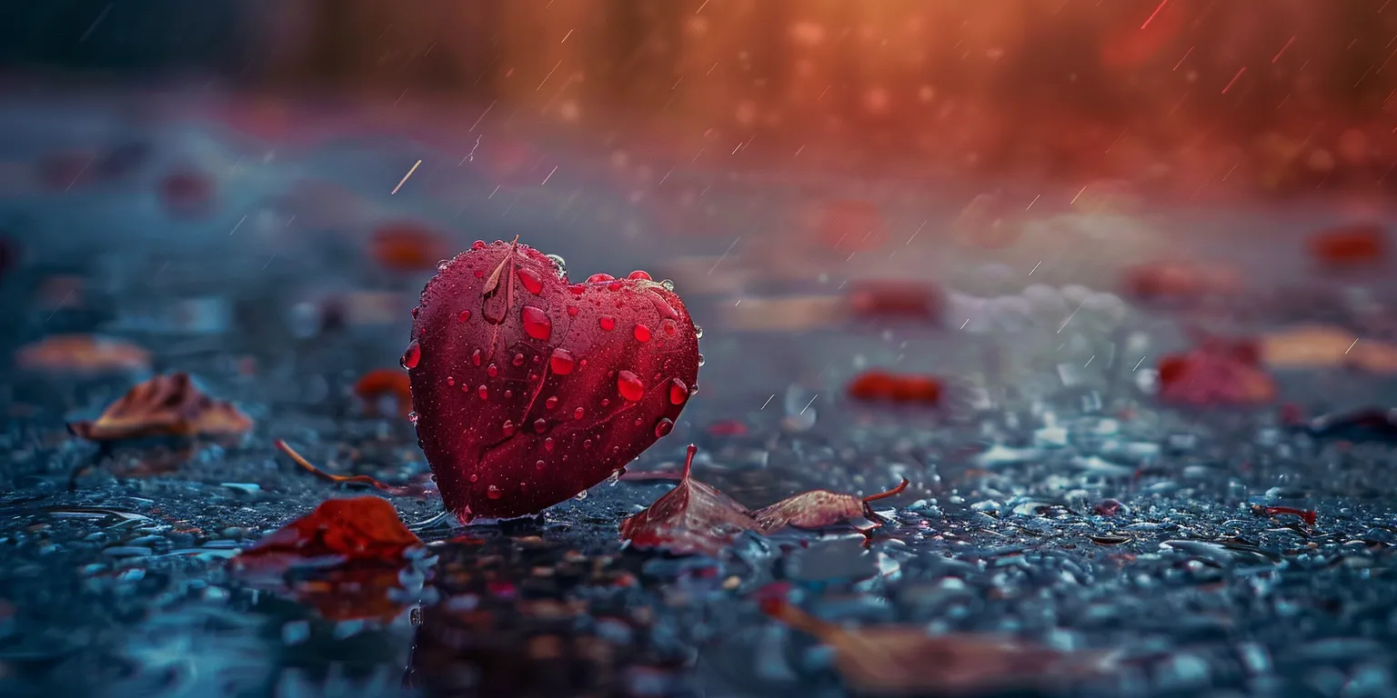 love wallpapers rain, heart, hearts, romantic, 3840x1080